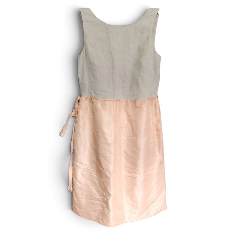 J.Crew Collection Linen Silk Mixed Media Dress Peach Tan Size 4